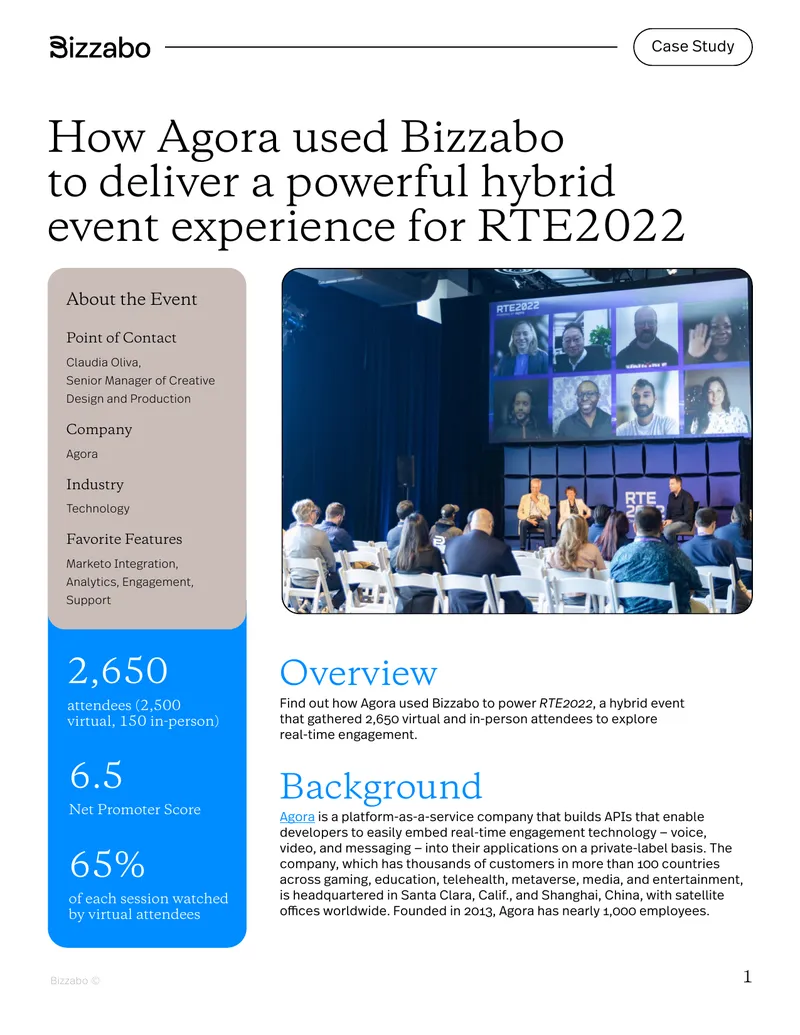 Agora's Hybrid Event Experience with Bizzabo