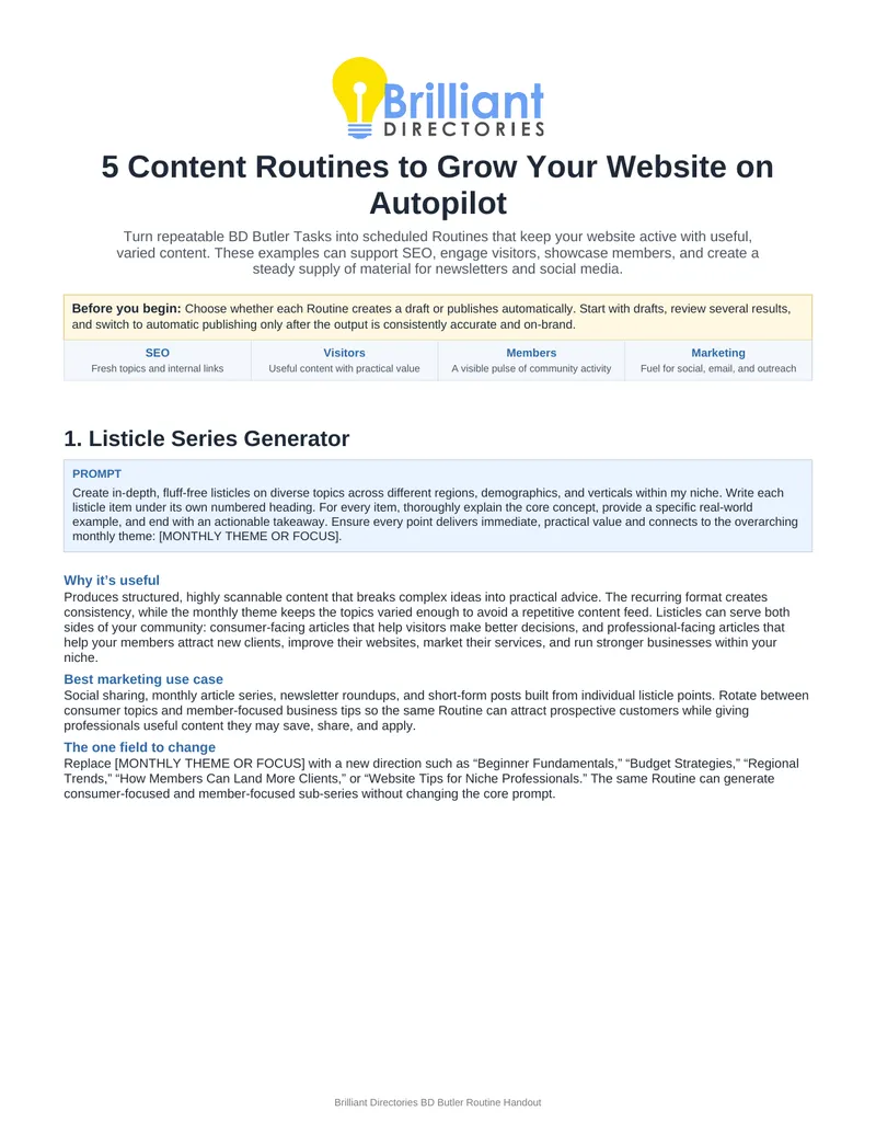 BD Butler Content Routines for Website Growth