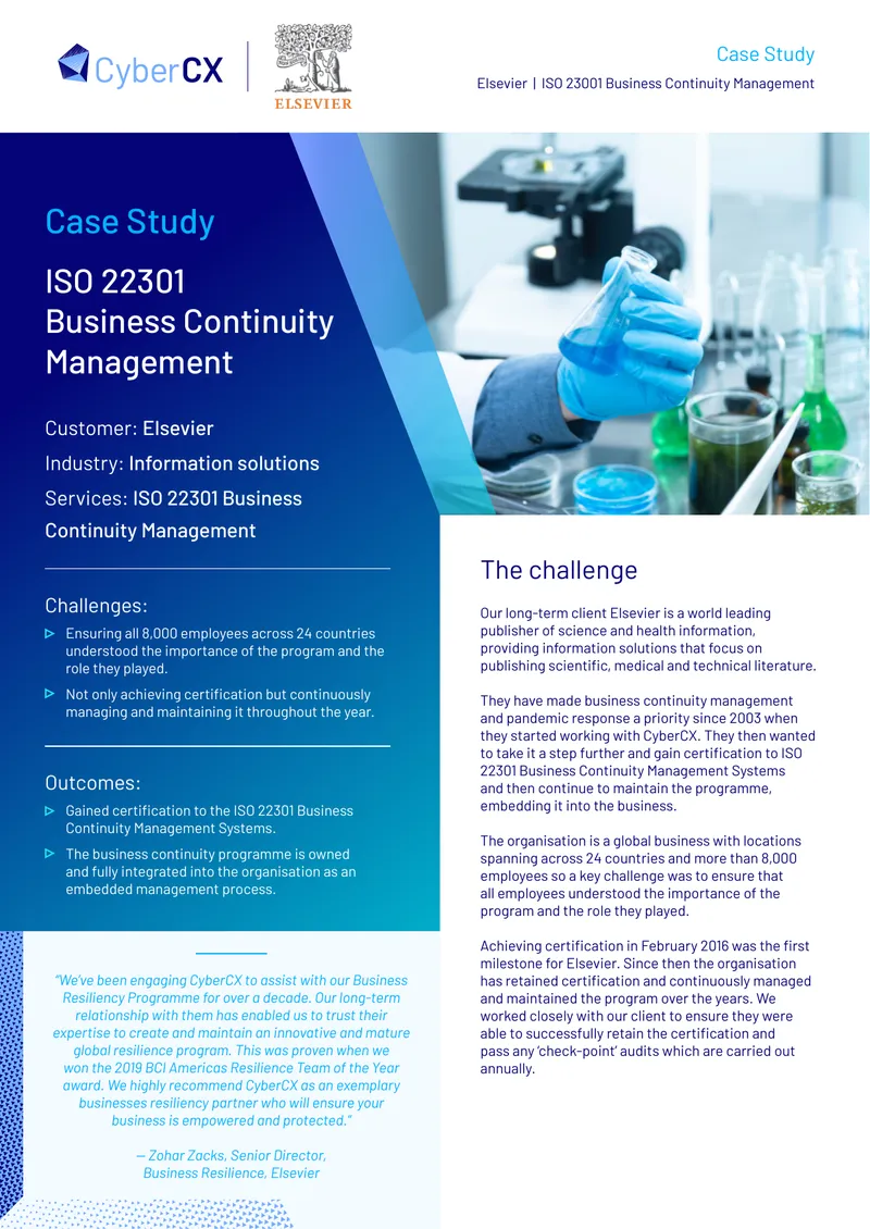 ISO 22301 Business Continuity Management Case Study