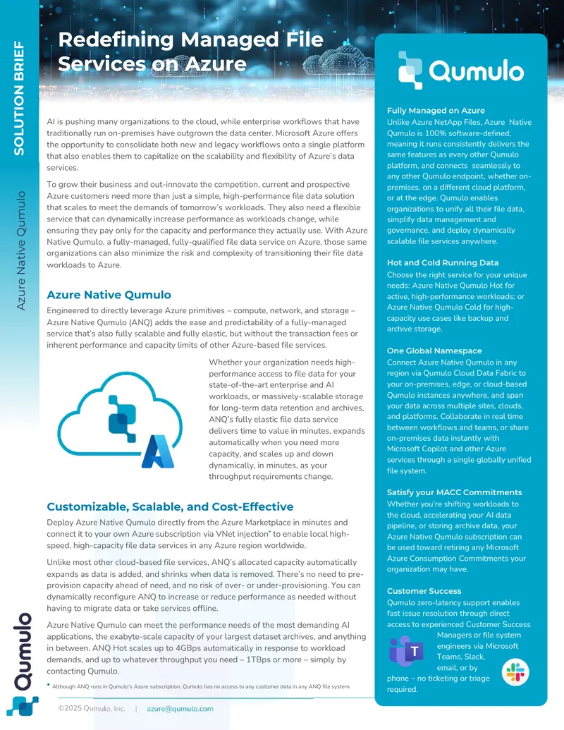 Azure Native Qumulo Managed File Services Overview