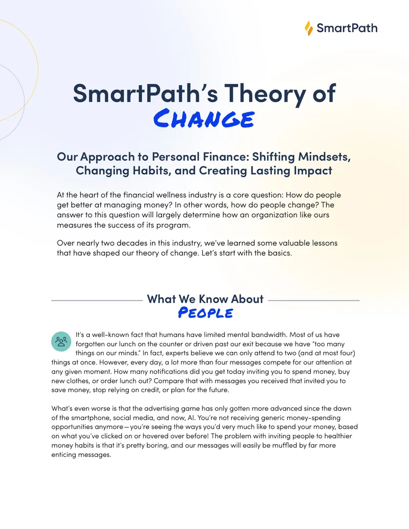 SmartPath's Theory of Change in Financial Wellness