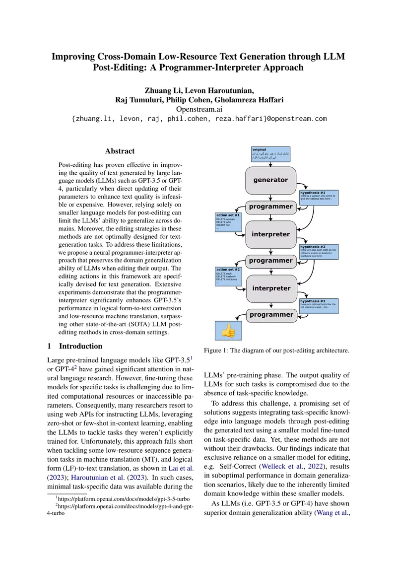 Improving Low-Resource Text Generation with LLM Post-Editing