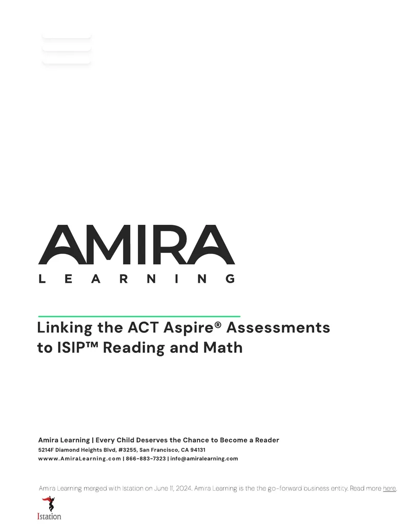Linking ACT Aspire Assessments to ISIP Reading and Math