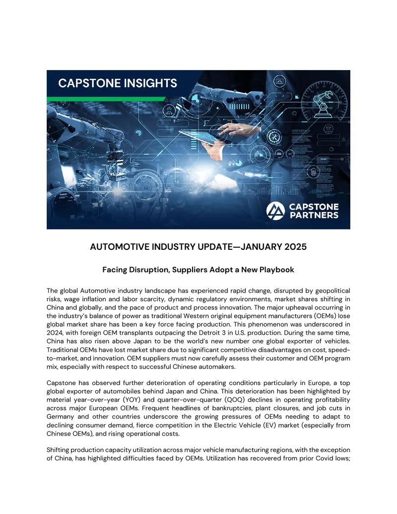 Automotive Industry Update for January 2025