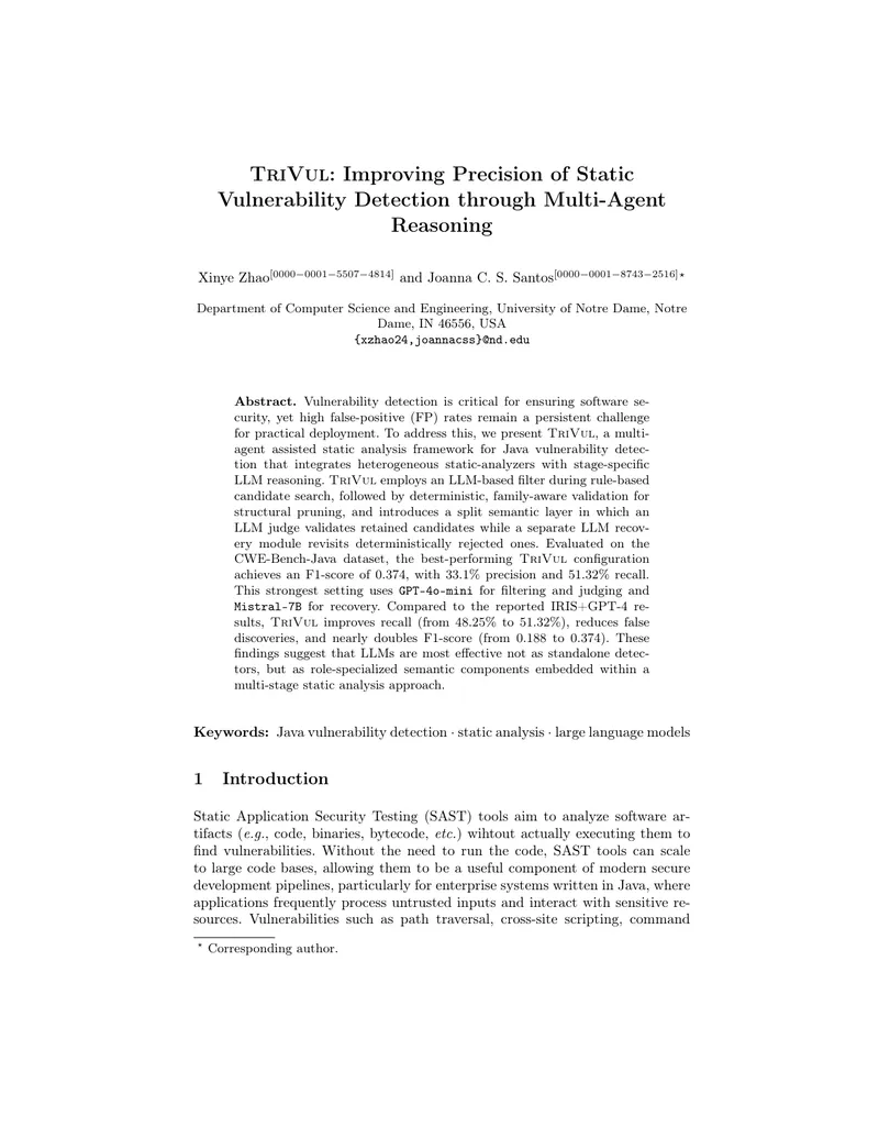 TriVul Framework for Enhanced Java Vulnerability Detection