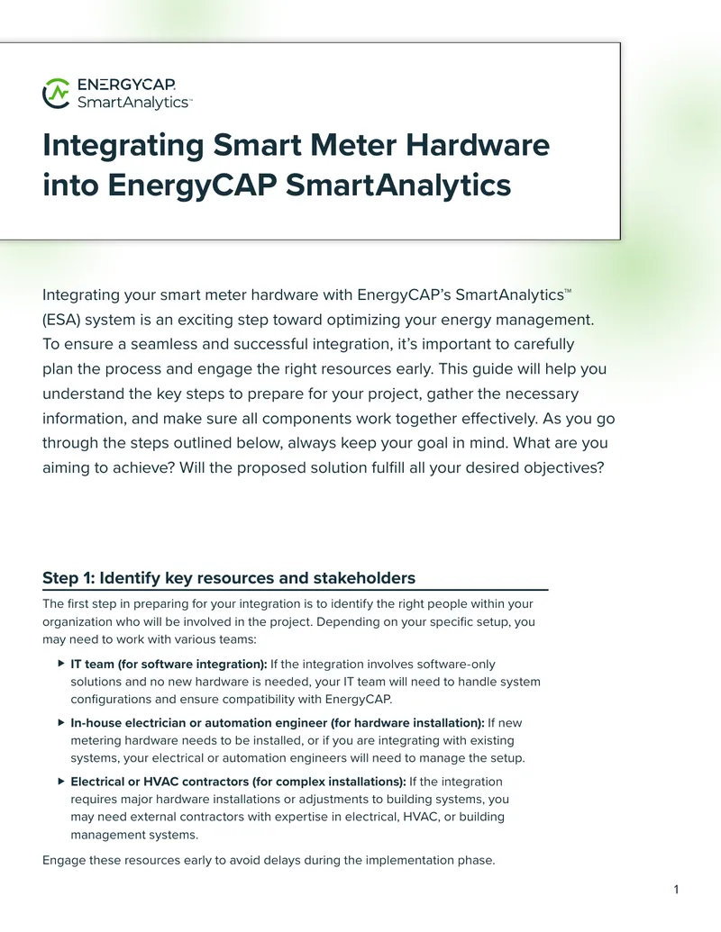 Integrating Smart Meter Hardware with EnergyCAP SmartAnalytics