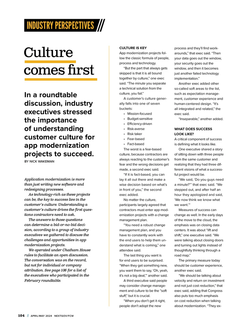 Understanding Customer Culture in App Modernization