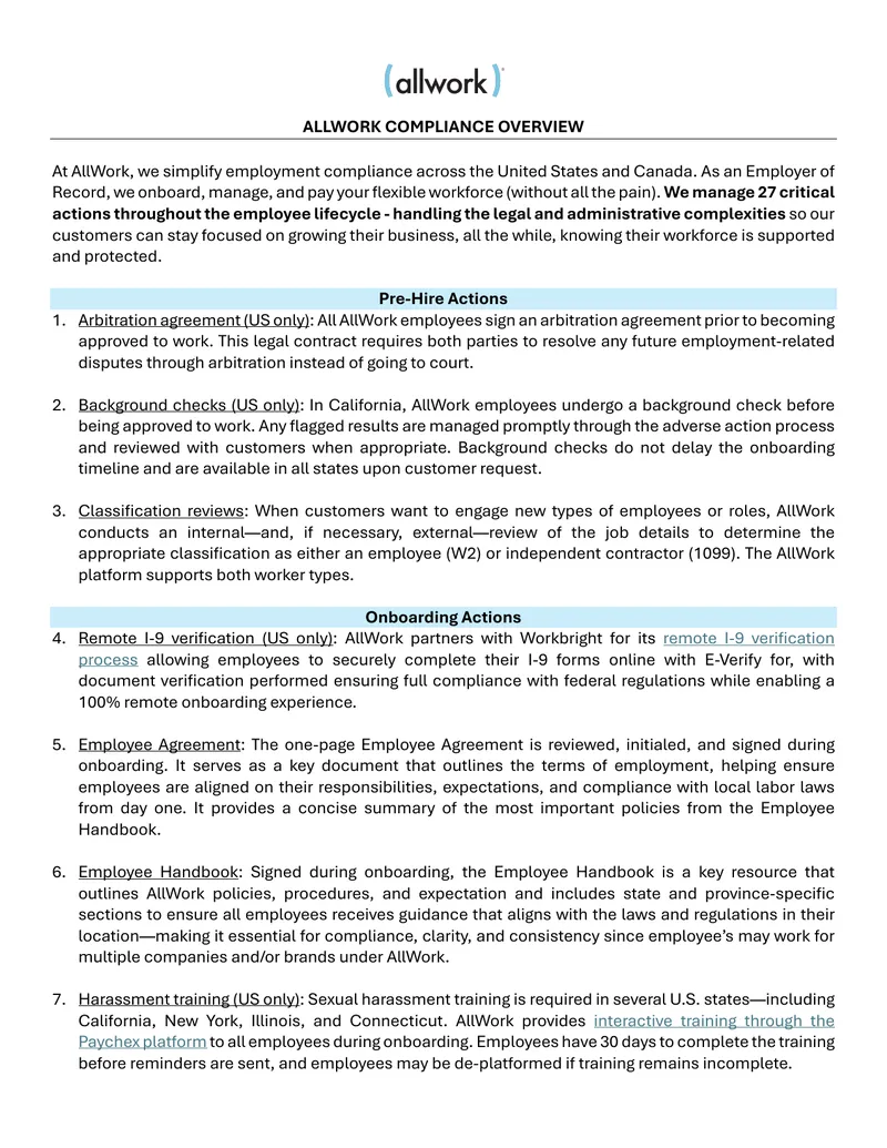 AllWork Employment Compliance Overview