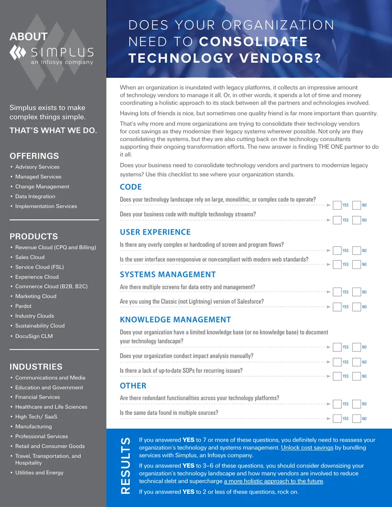 Checklist for Consolidating Technology Vendors