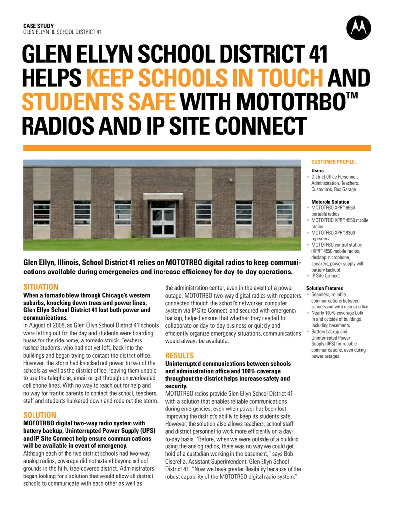 Glen Ellyn School District 41 Communication Enhancement Case Study