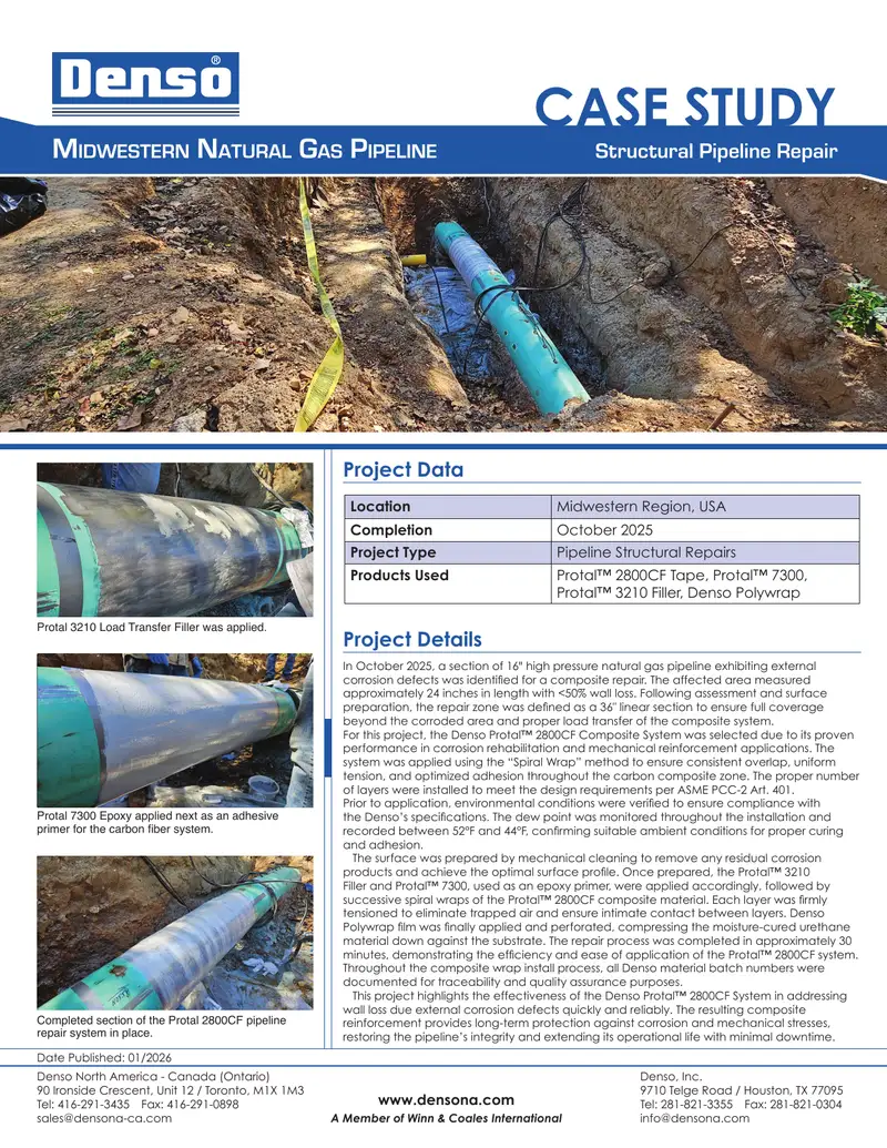 Midwestern Natural Gas Pipeline Structural Repair Case Study