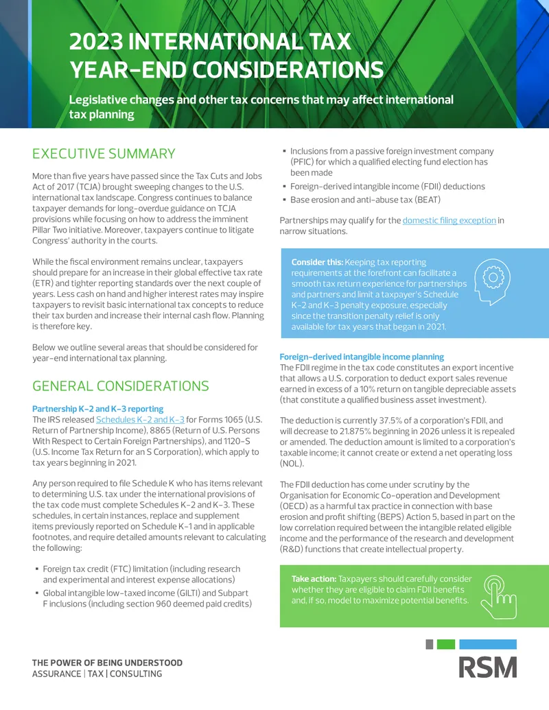 International Tax Year-End Planning Considerations