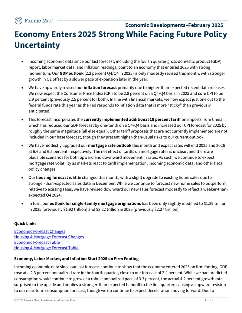 Economic Developments Report for February 2025