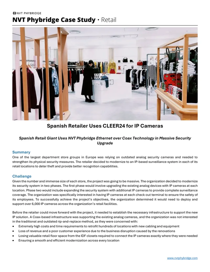 Spanish Retailer Implements IP Camera Upgrade