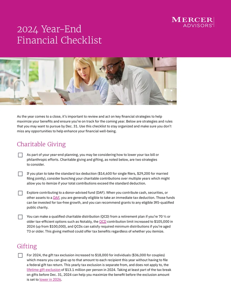 2024 Year-End Financial Planning Checklist