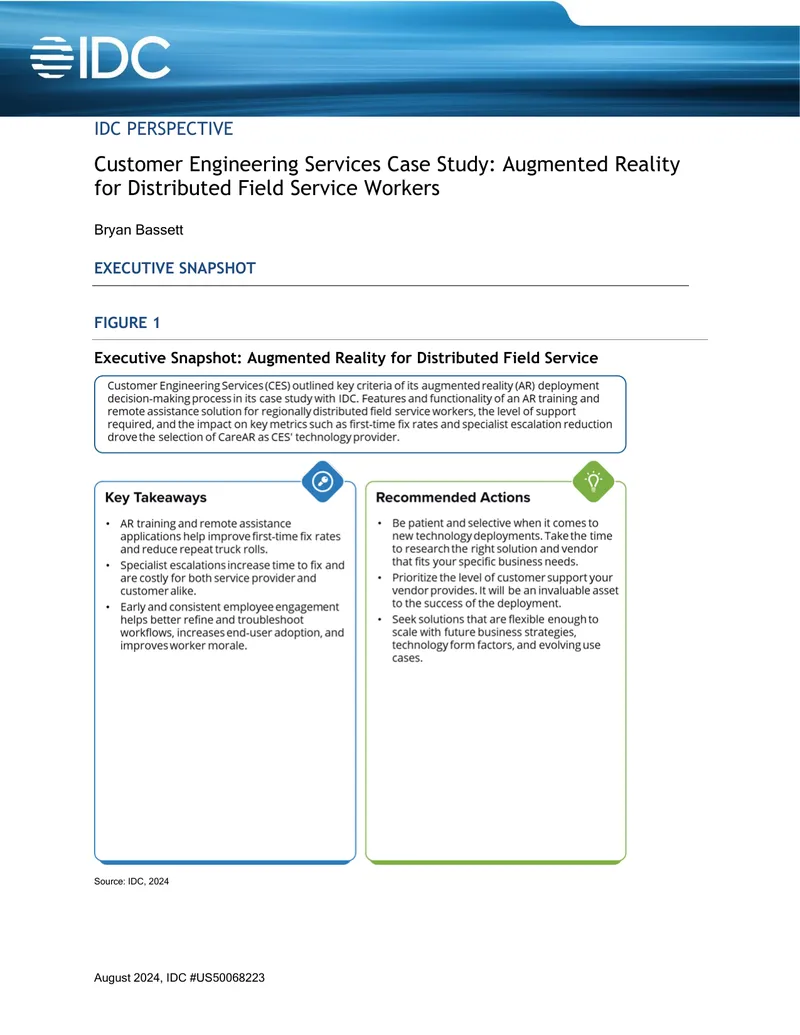 Customer Engineering Services Augmented Reality Case Study