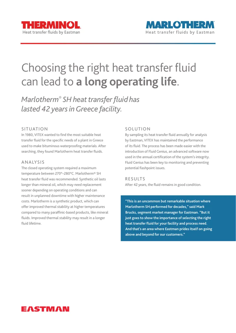 Marlotherm SH Heat Transfer Fluid Performance Analysis