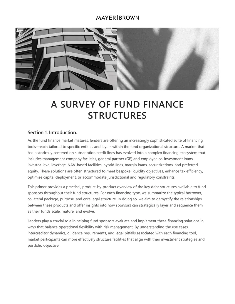 Fund Finance Structures Overview