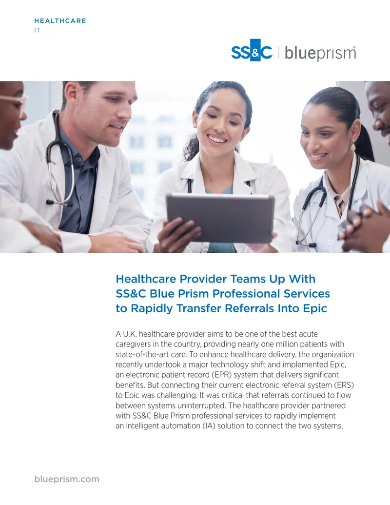 Healthcare Provider Implements Intelligent Automation with SS&C Blue Prism