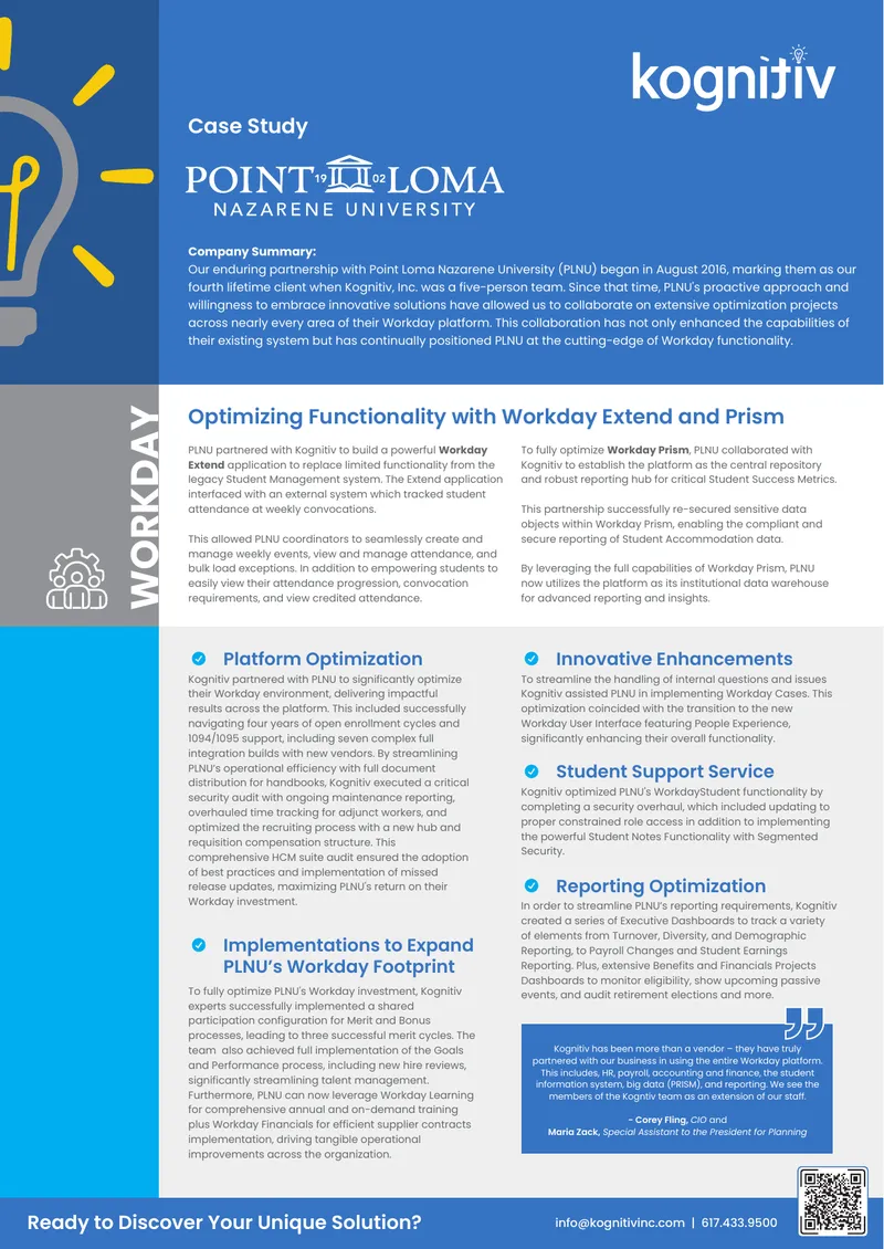 Workday Optimization Case Study for PLNU