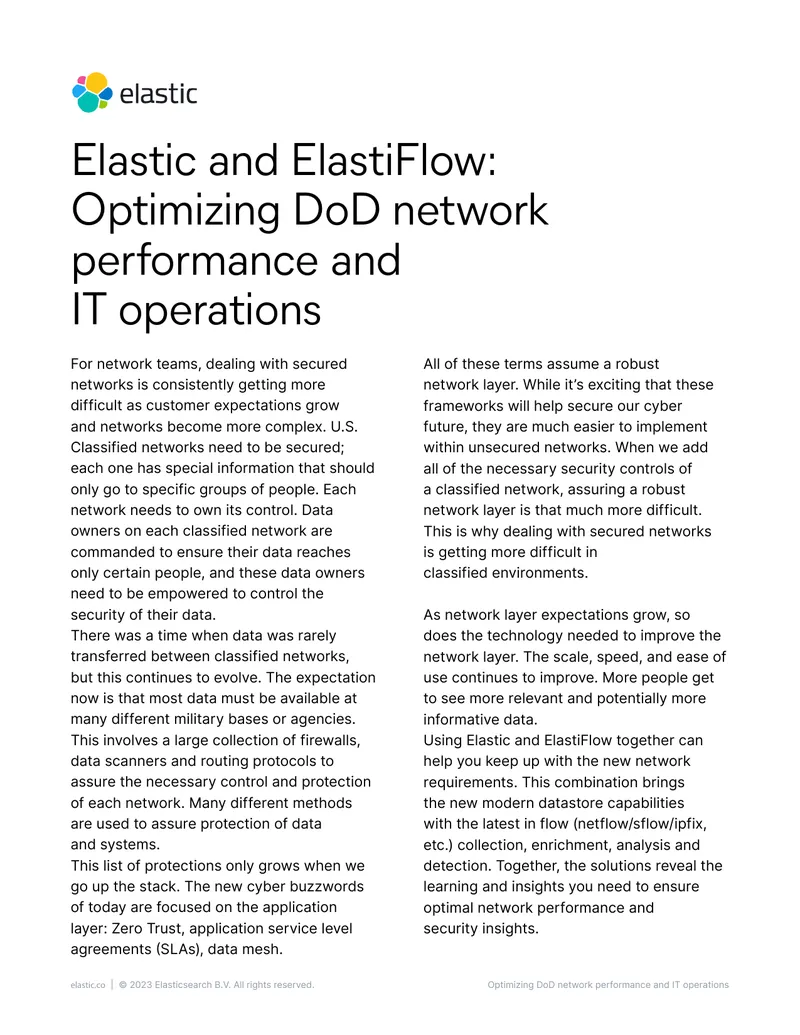 Elastic and ElastiFlow Network Optimization Guide
