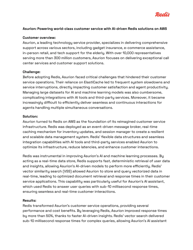 Asurion Customer Service Transformation with Redis on AWS