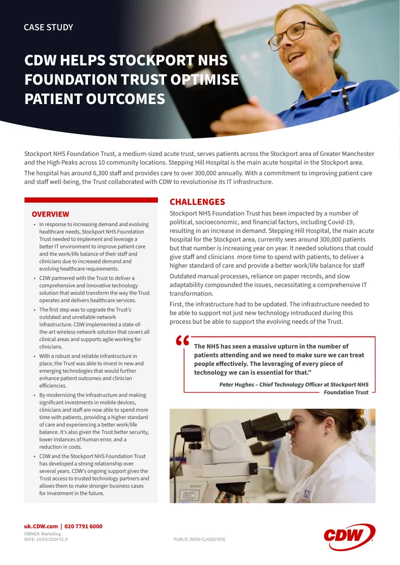 CDW Collaborates with Stockport NHS for IT Transformation