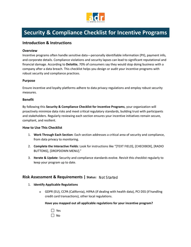 Security and Compliance Checklist for Incentive Programs