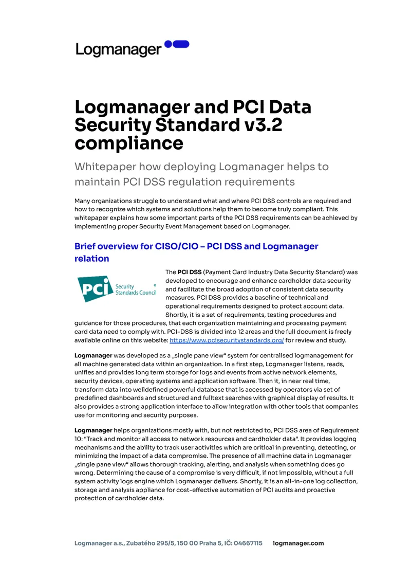 Logmanager and PCI Data Security Standard Compliance