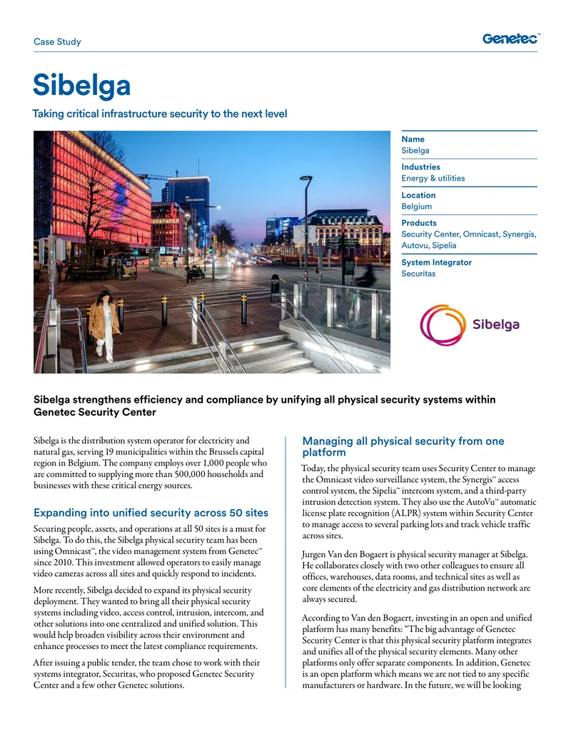 Sibelga Case Study on Unified Security Systems