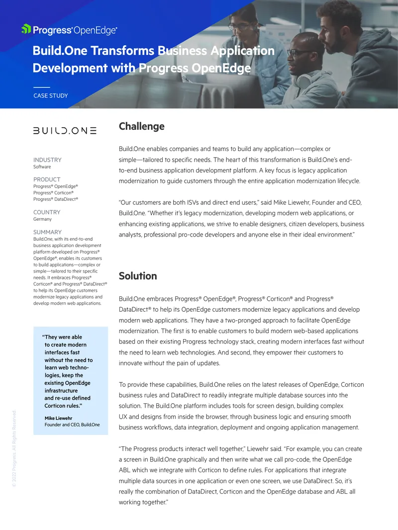 Build.One Case Study on Application Development