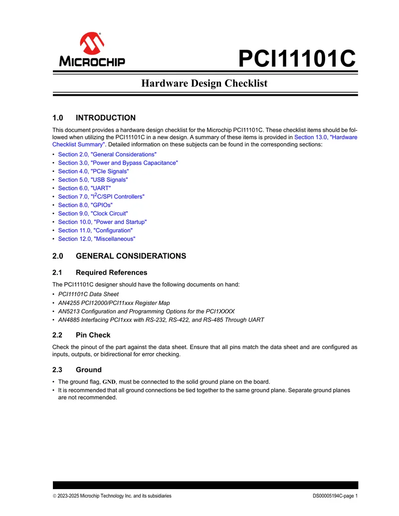 PCI11101C Hardware Design Checklist