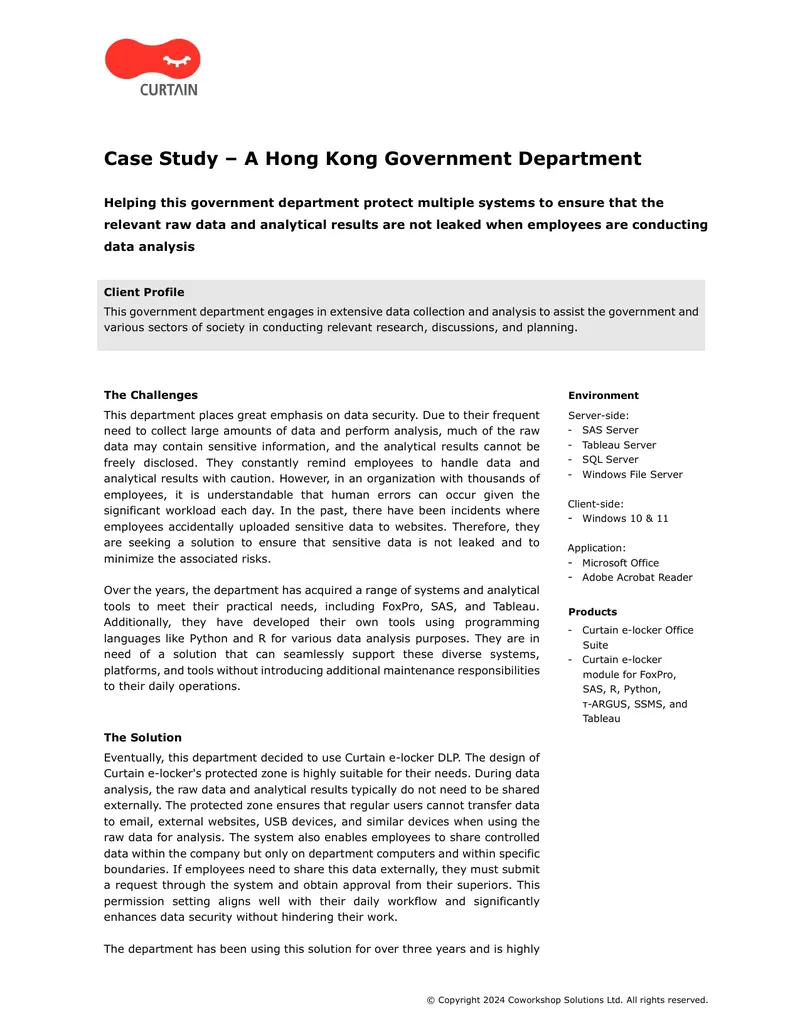 Data Security Implementation for Government Department