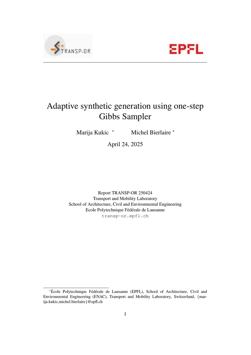 Adaptive Synthetic Population Generation Using Gibbs Sampler