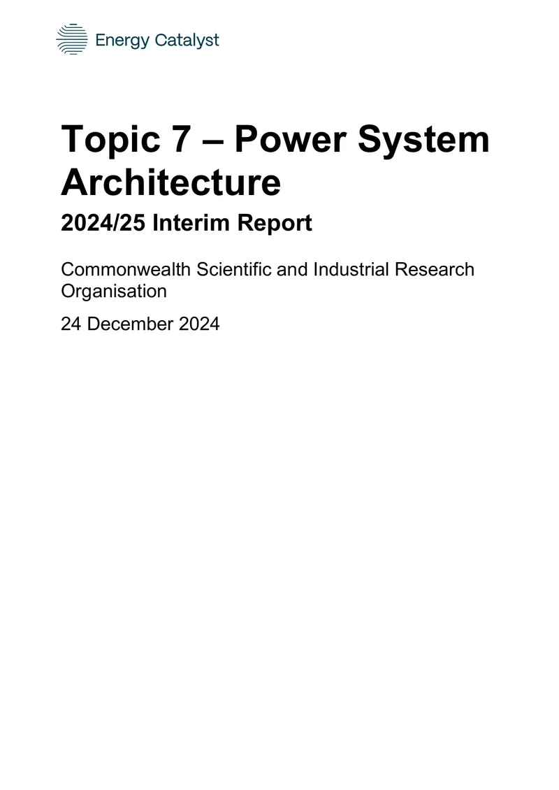 Power System Architecture Interim Report 2024/25