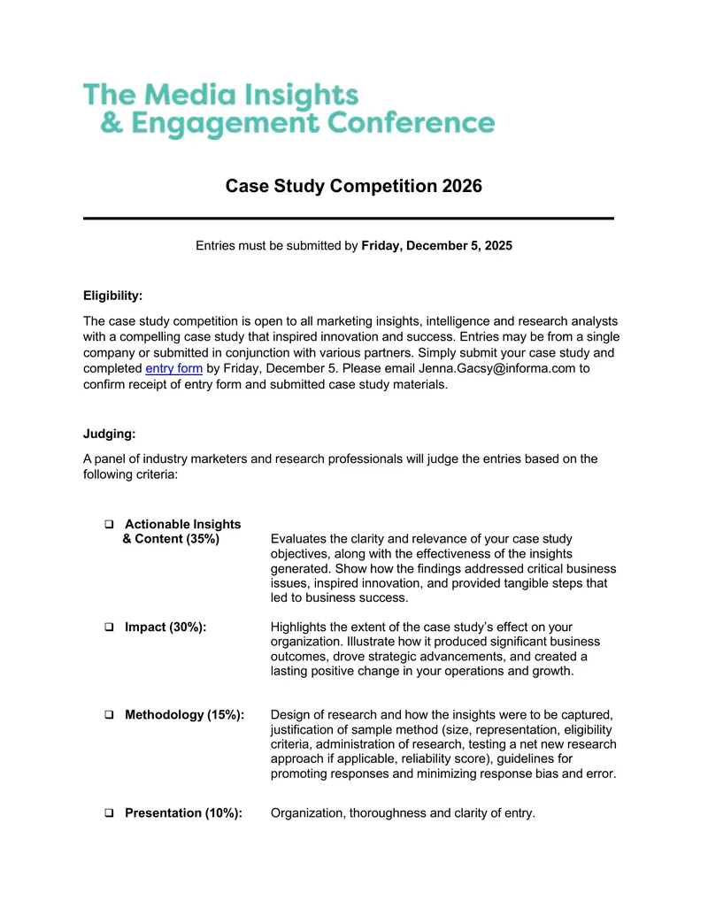 2026 Media Insights Case Study Competition Details