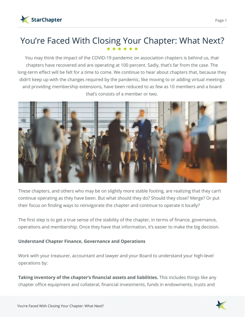 Guidance for Chapters Facing Closure Decisions