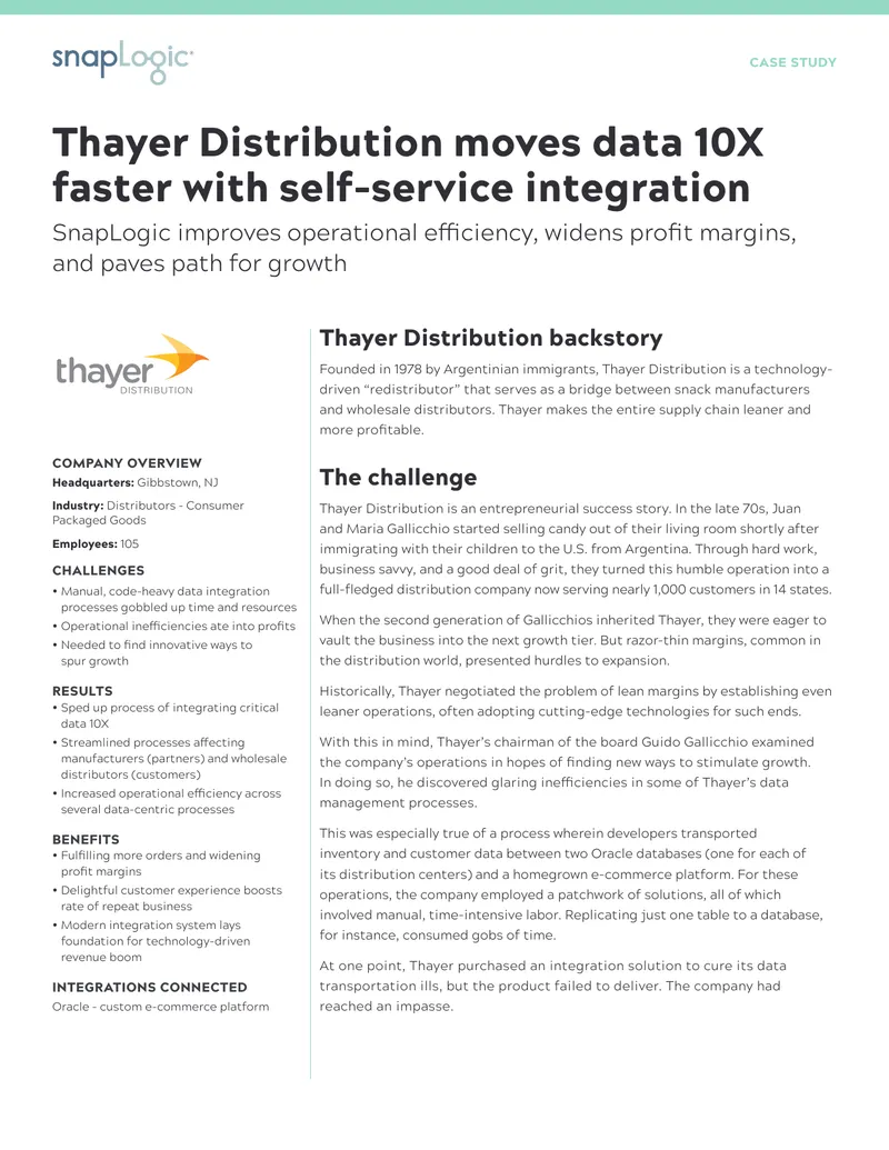 Thayer Distribution Case Study on Data Integration