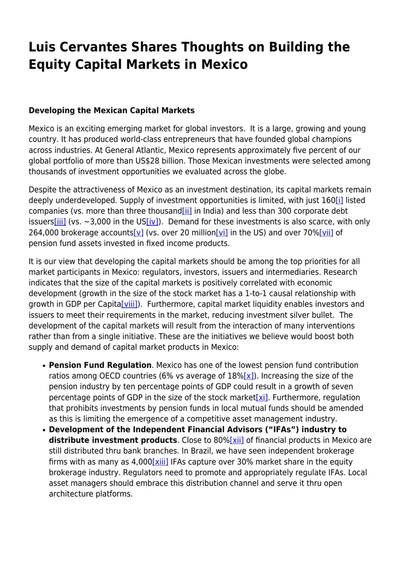 Developing the Equity Capital Markets in Mexico