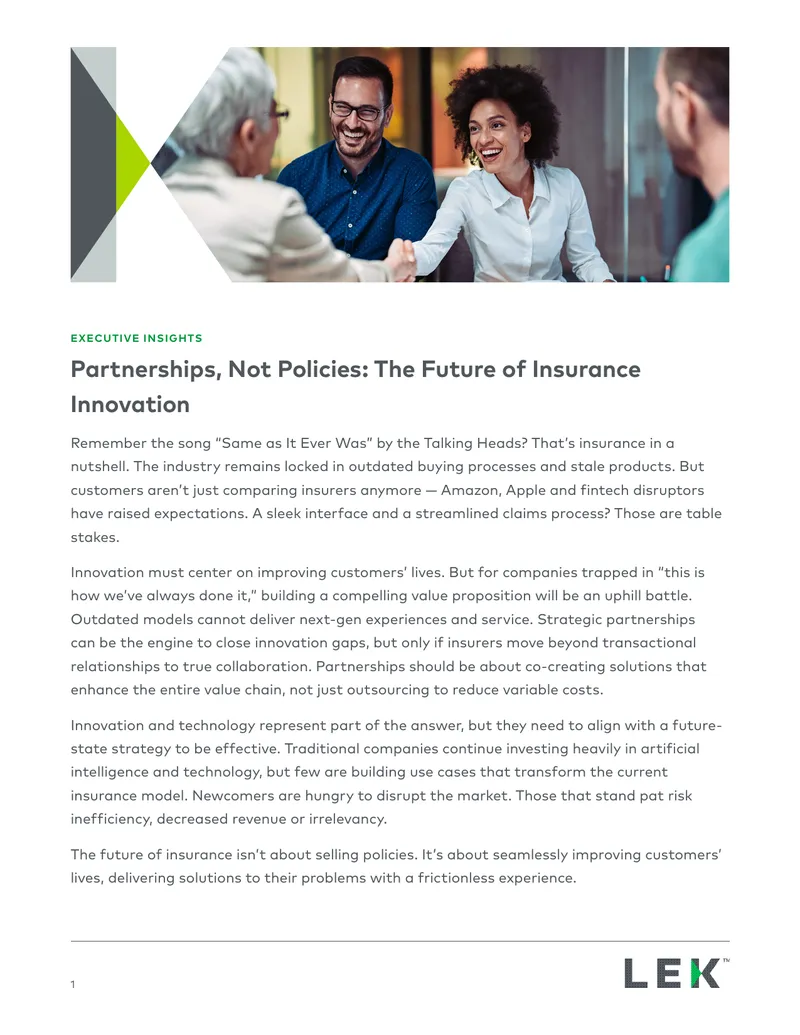 Partnerships and Innovation in the Insurance Industry