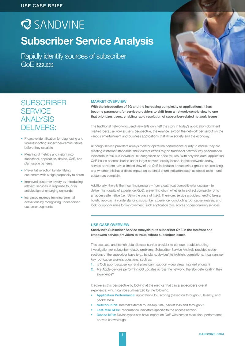 Subscriber Service Analysis Use Case Brief
