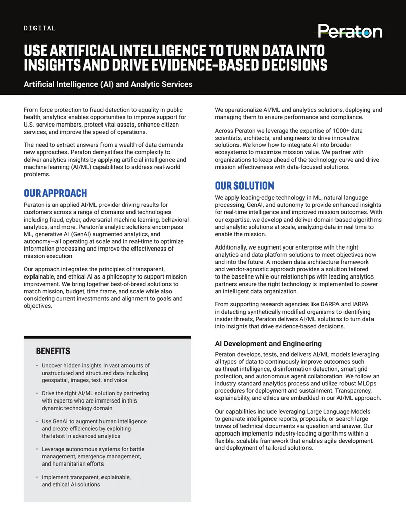 Artificial Intelligence and Analytics Solutions Overview