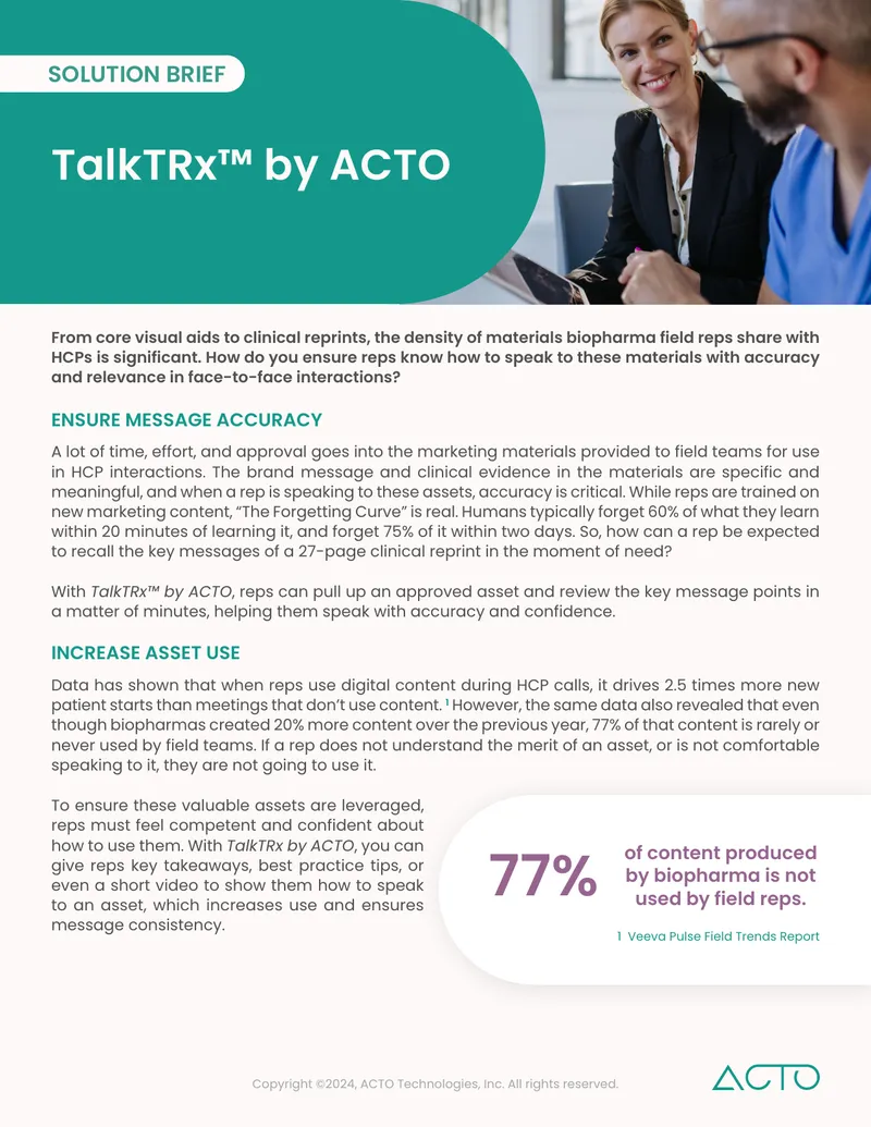 TalkTRx by ACTO Solution Brief