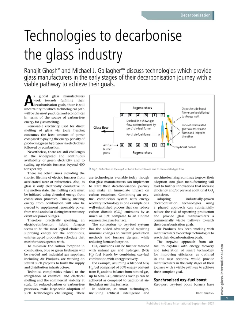 Technologies for Decarbonising the Glass Industry