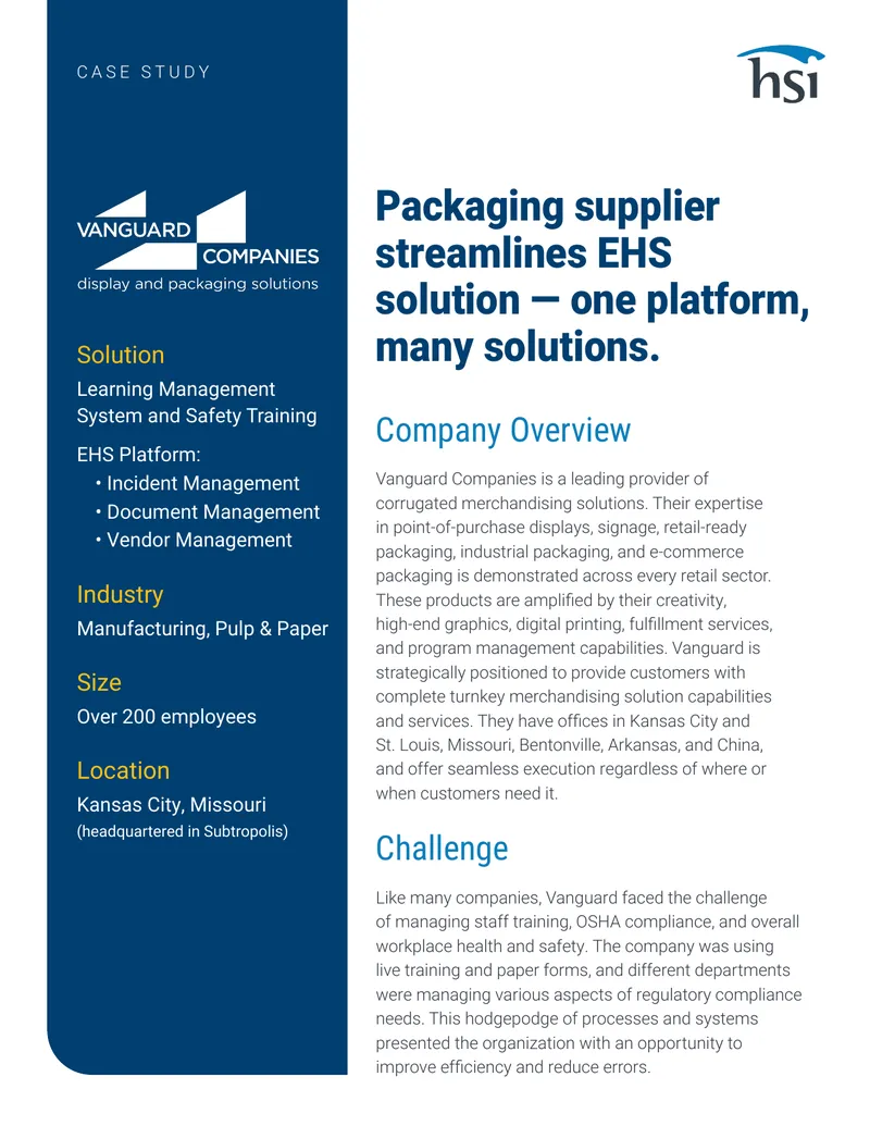 Vanguard Companies EHS Platform Implementation Case Study