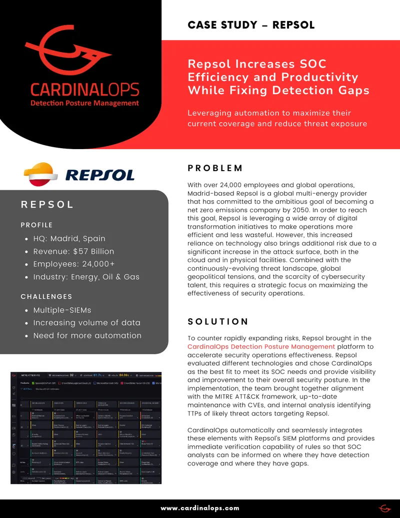 Repsol Security Operations Center Enhancement Case Study