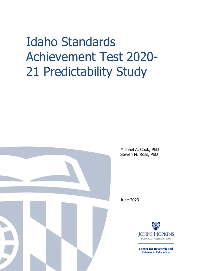 Idaho Standards Achievement Test 2020-21 Predictability Study