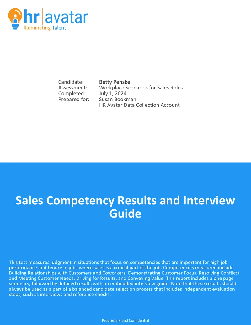 Sales Competency Results and Interview Guide