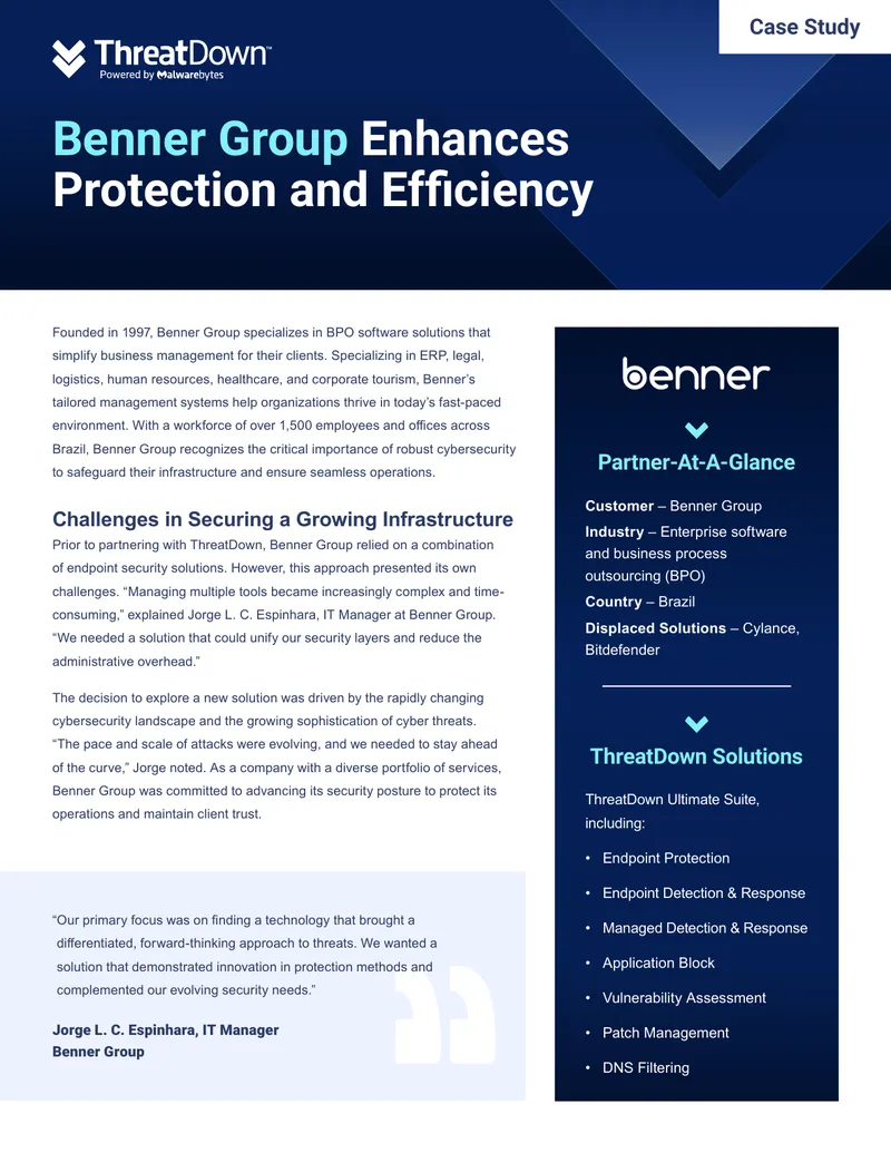 Benner Group Case Study on Cybersecurity Enhancement preview page 1