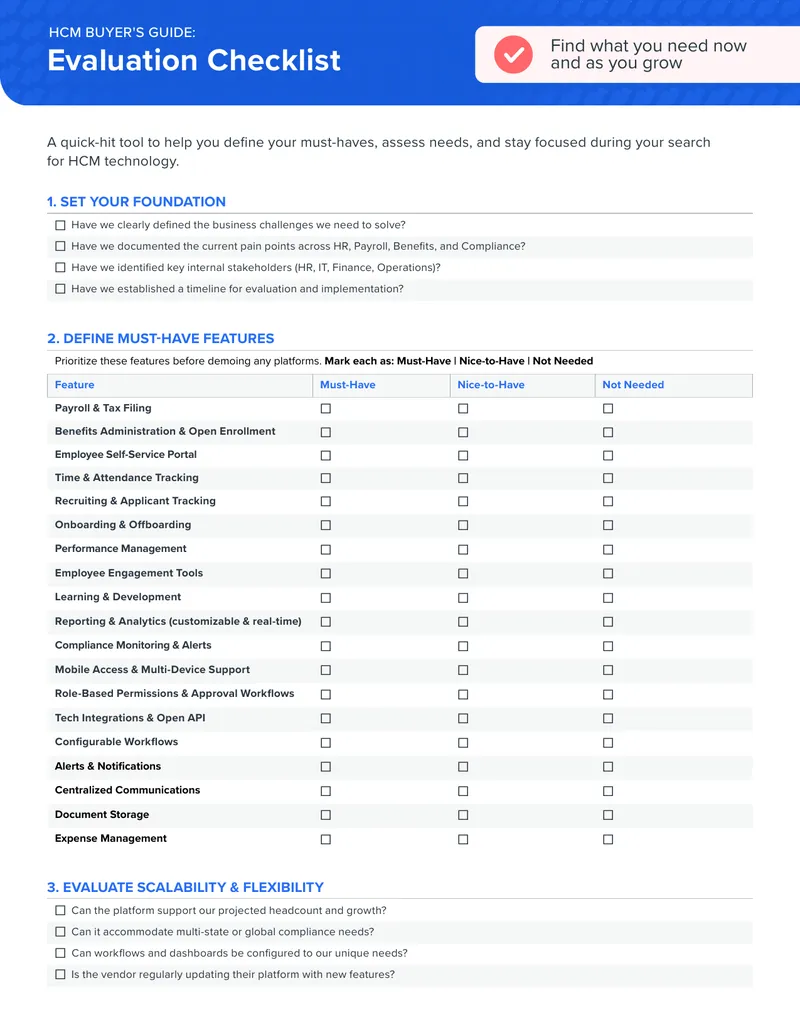 HCM Technology Evaluation Checklist Guide